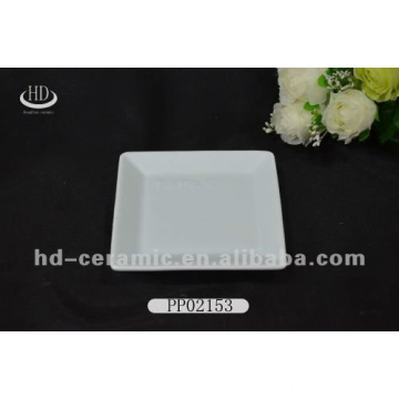 Weiße quadratische keramische Platte, keramische Platte für Hotel, flache Felge keramische Platte